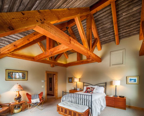 Elk Thistle timber frame master bedroom