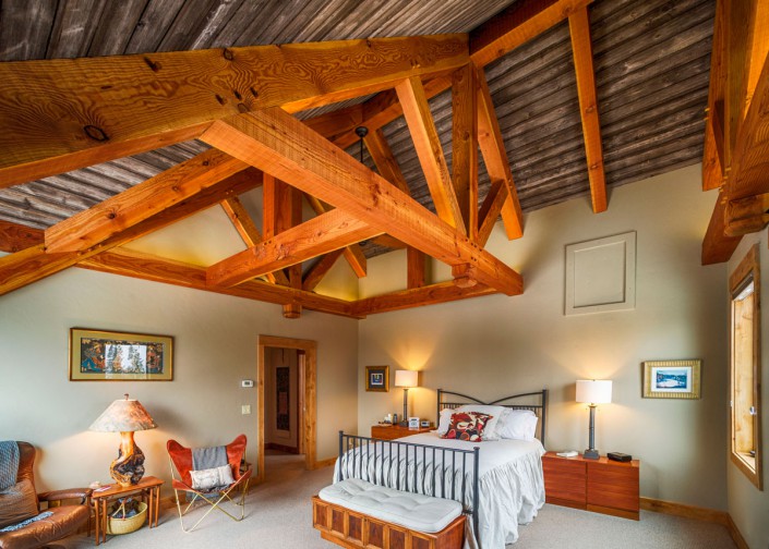 Elk Thistle timber frame master bedroom