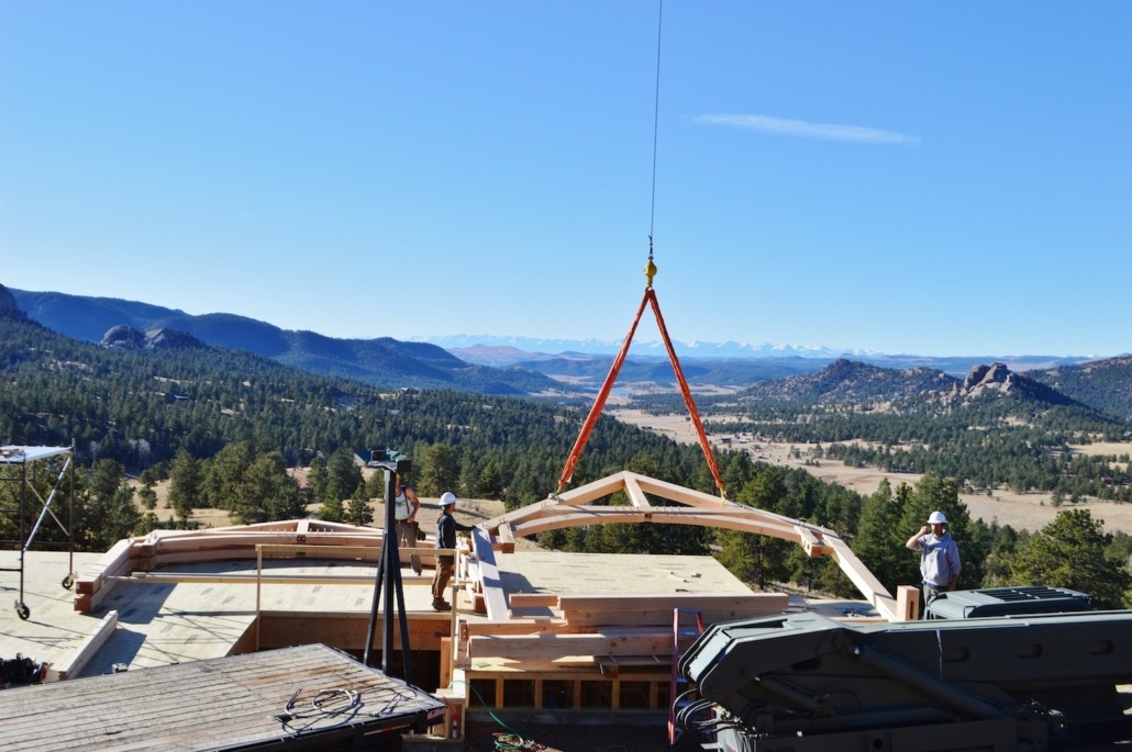 Remote timber frame raising in Colorado